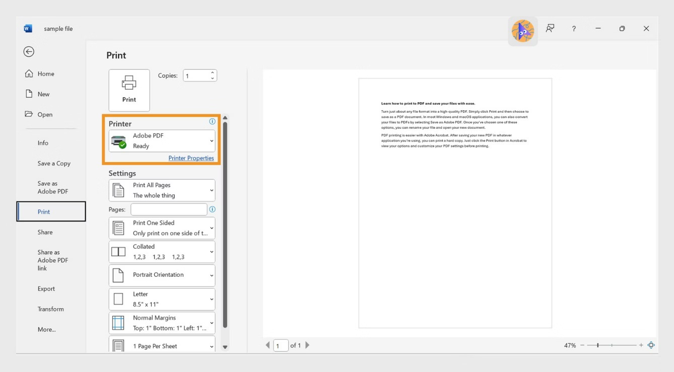 Adobe PDF打印机（专业级输出）步骤一