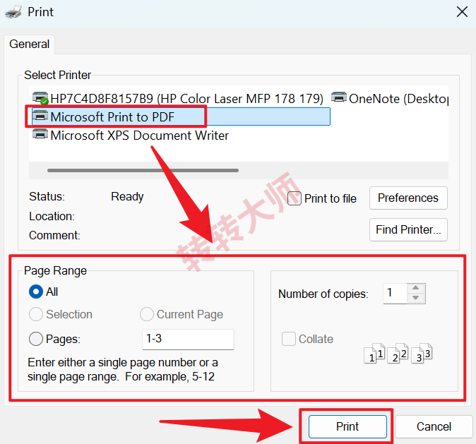 方案一:Windows自带XPS Viewer打印为PDF步骤二